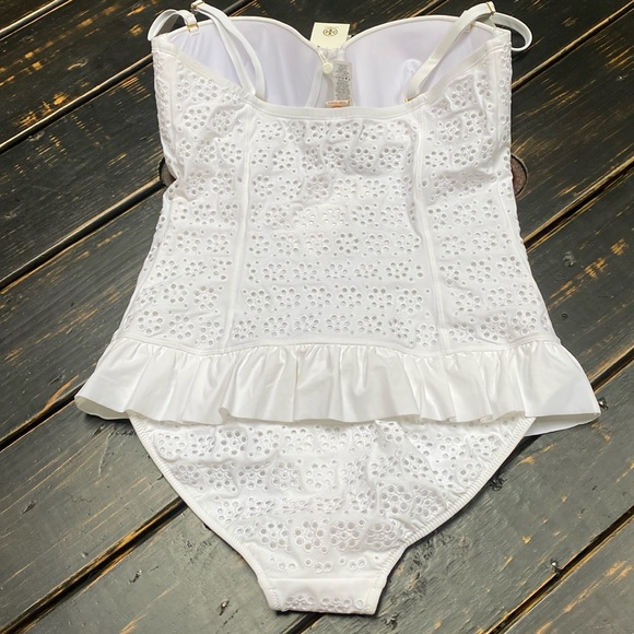 Tory Burch Broderie Anglaise Flounce One-Piece Bathing Suit - Size Large - Picture 5 of 14